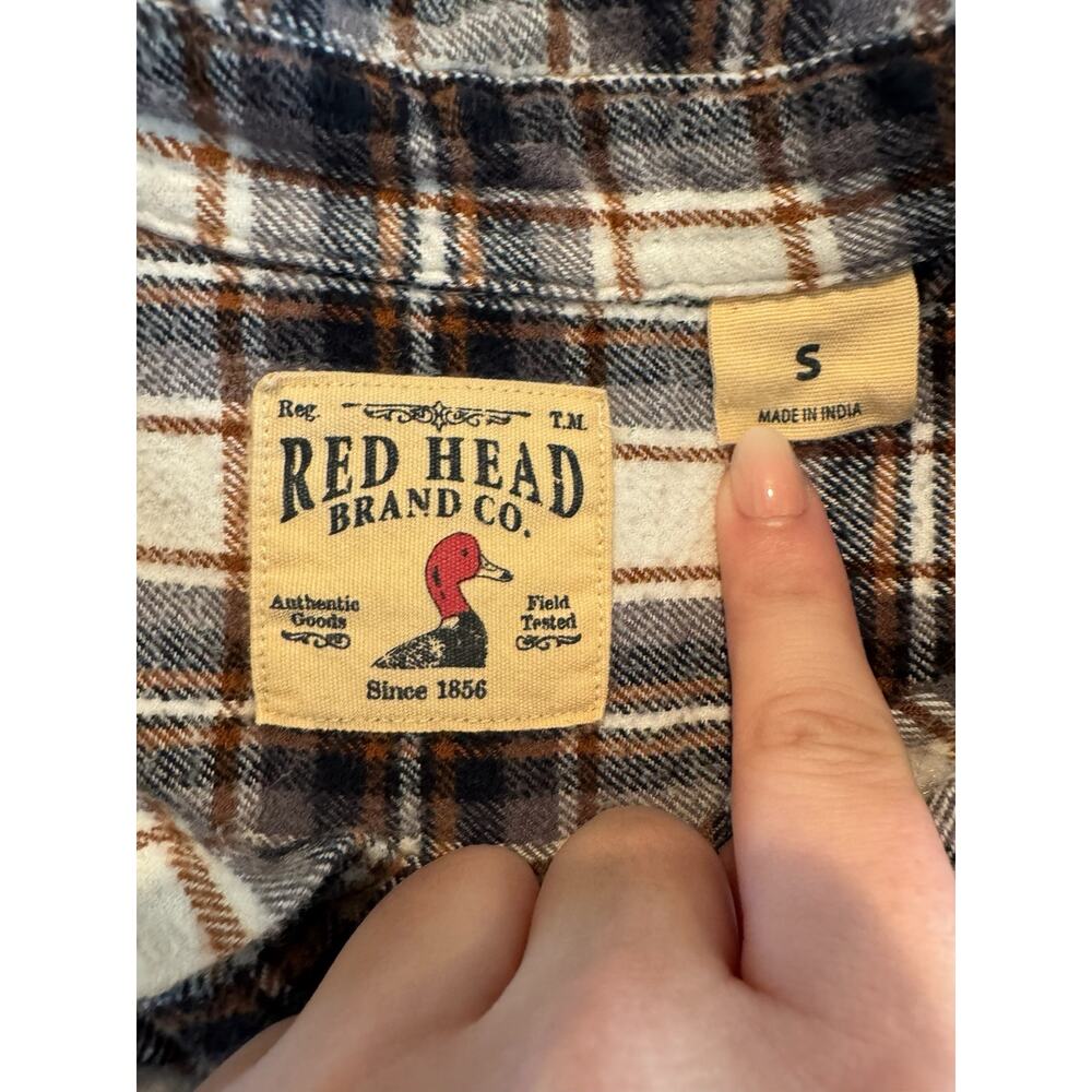 Red Head Plaid Flannel Shirt Mens Small Brown Cotton Bass Pro - Picture 3 of 9